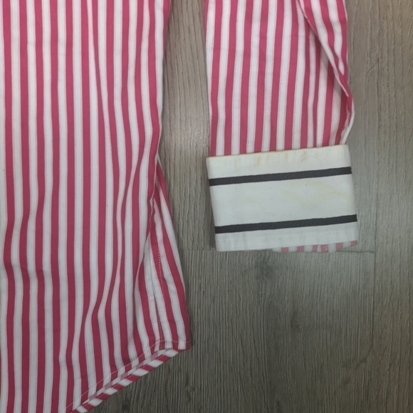 90s Vintage Robert Graham Pink Oversized Stiped Button-down French Cuffed Shirt - Picture 11 of 11